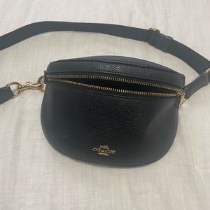 Coach black leather belt bag!